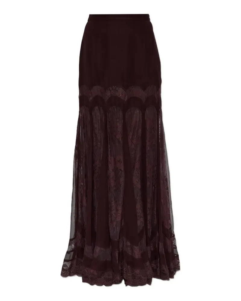 Zimmermann lace-insert silk maxi skirt - Braun Braun