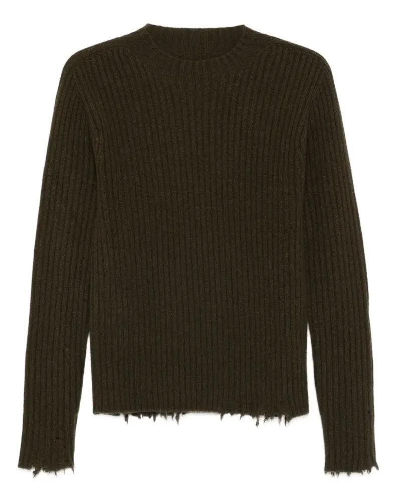 Uma Wang Gerippter Pullover mit ausgefransten Kanten - Grün Grün