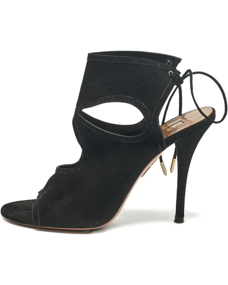 Aquazzura Wildledersandalen mit Cut-Out 37,5 - Schwarz Schwarz