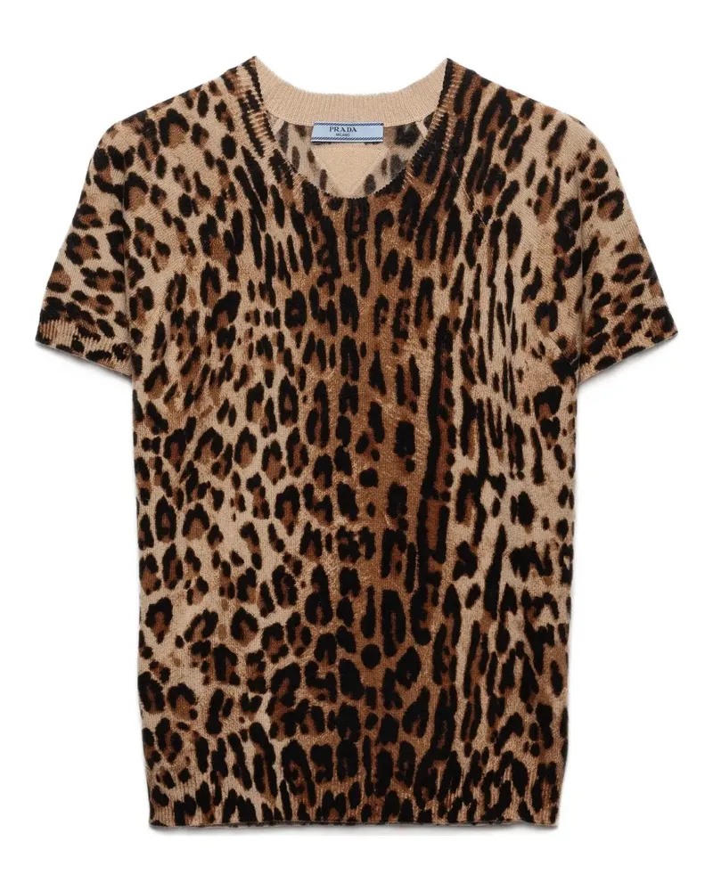 Prada T-Shirt mit Leopardenmuster - Braun Braun