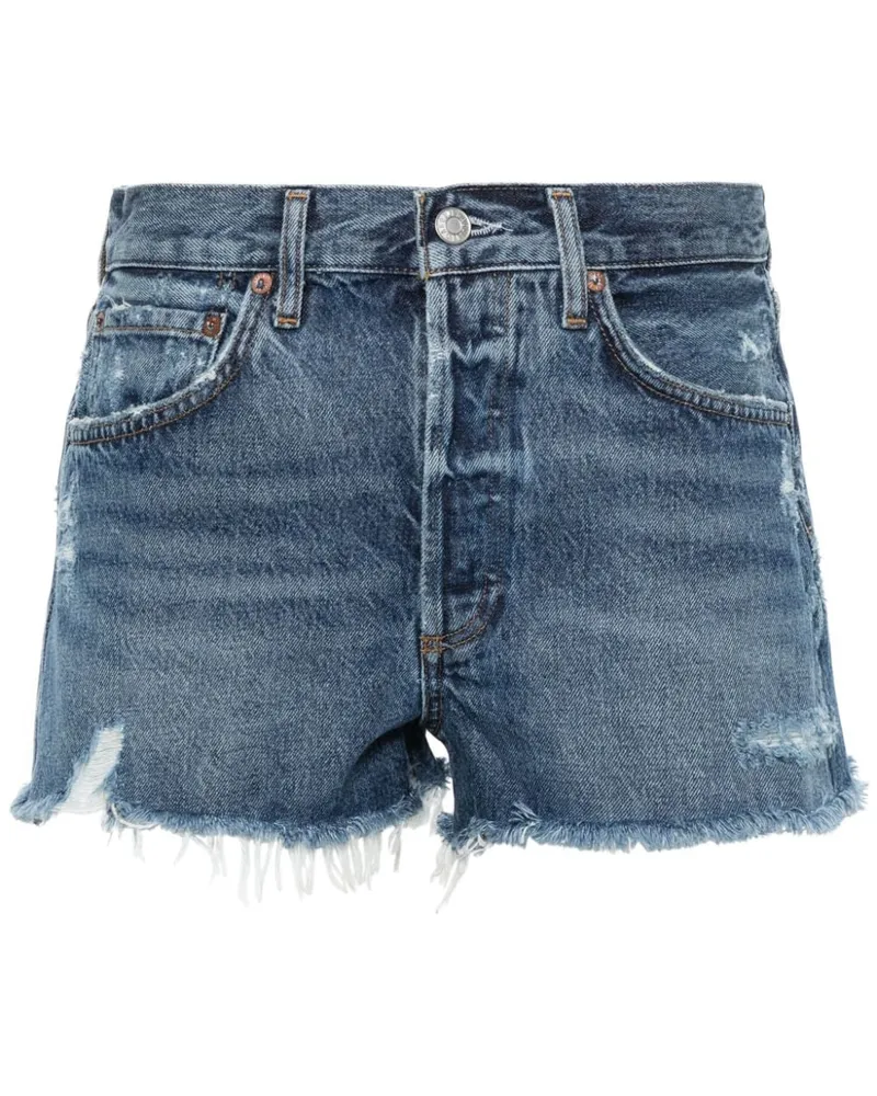 AGOLDE Jeans-Shorts mit Fransen Blau