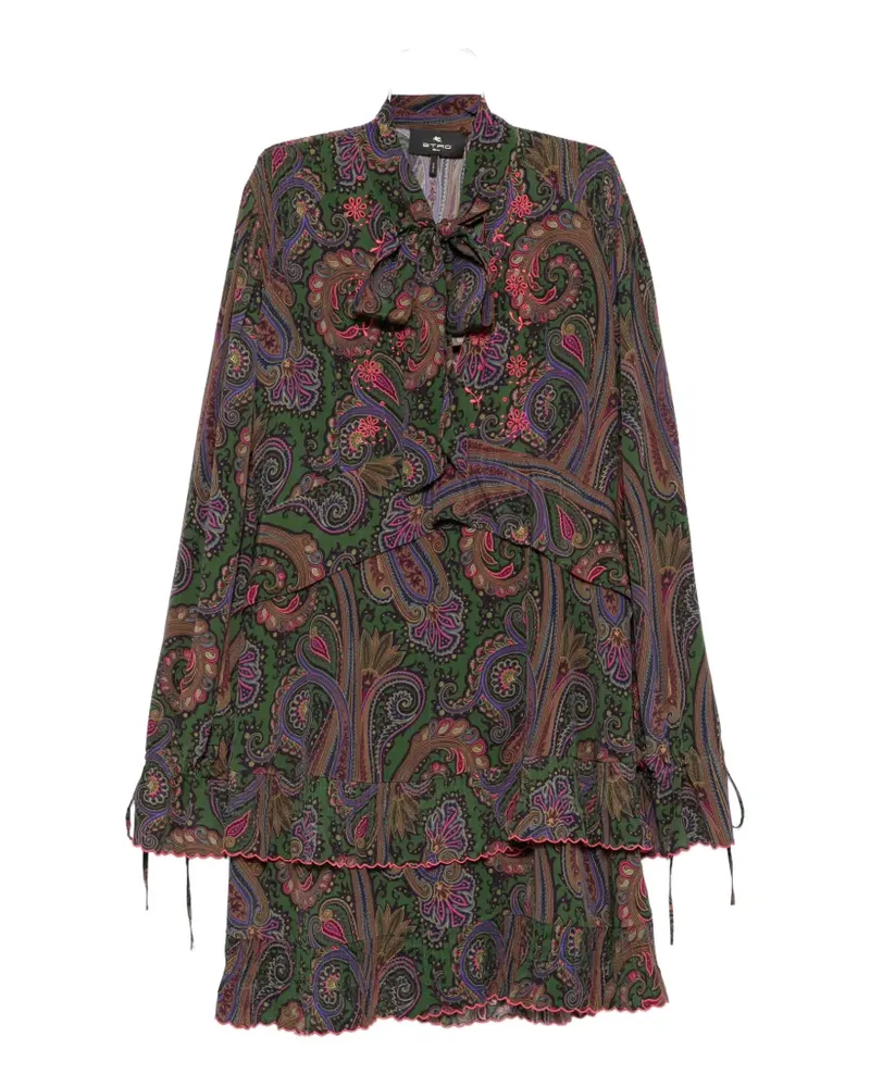 Etro paisley-print ruffled mini dress - Grün Grün