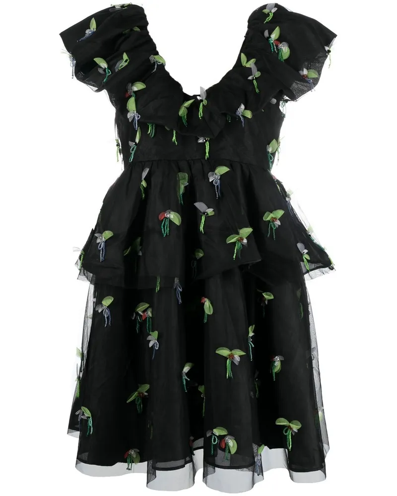 Ganni Minikleid mit Animal-Print - Schwarz Schwarz