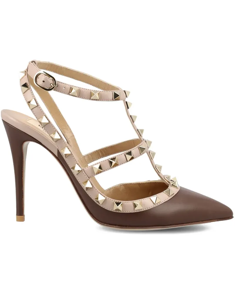 Valentino Garavani Pumps mit Nietenriemen 100mm - Braun Braun