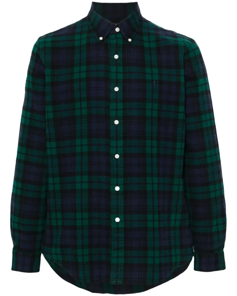 Ralph Lauren Kariertes Oxford-Hemd mit gebürstetem Effekt - Blau Blau