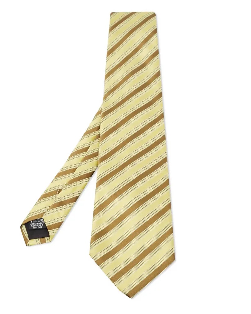 HUGO BOSS 2024 pre-owned Seidenkrawatte mit diagonalen Streifen - Gelb Gelb