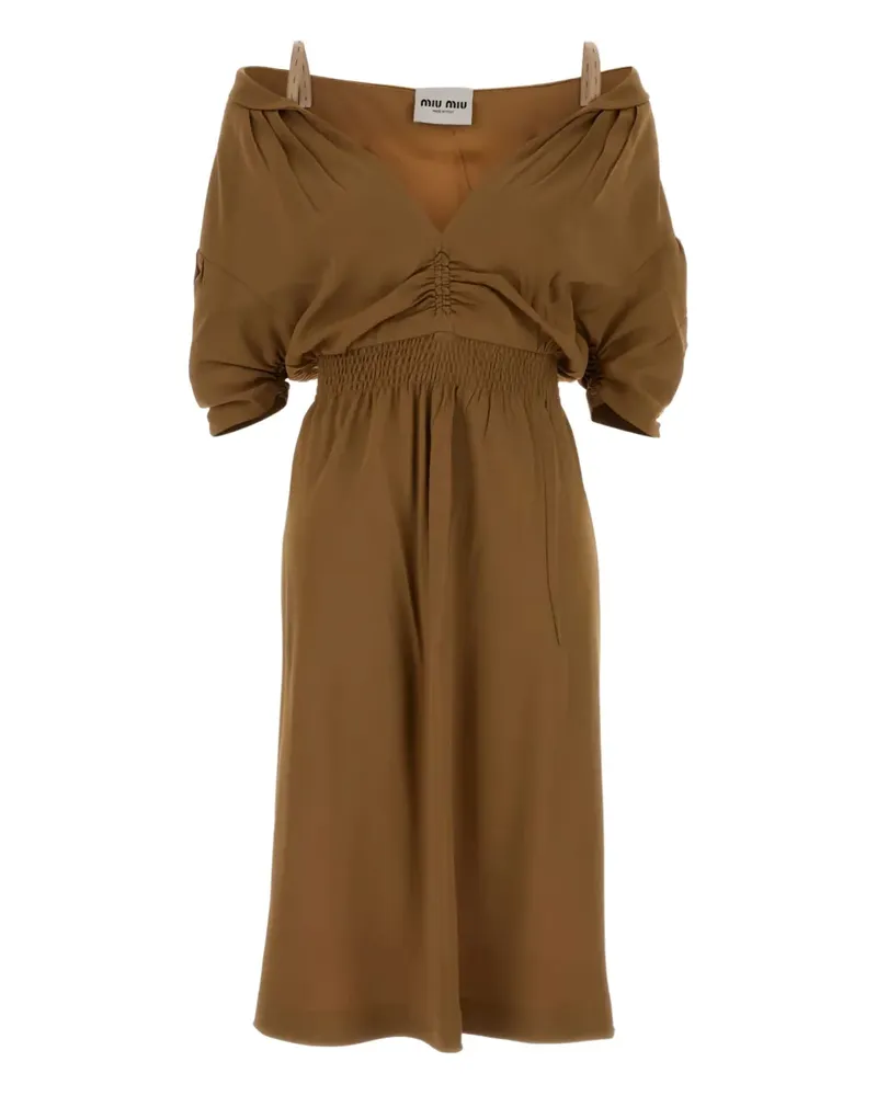Miu Miu Schulterfreies Kleid mit elastischer Taille - Braun Braun