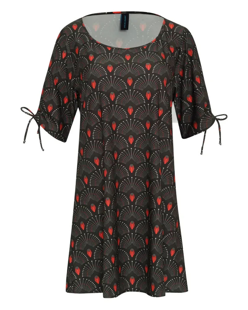 Lygia & Nanny Batuira tie-detail pattern mini dress - Schwarz Schwarz