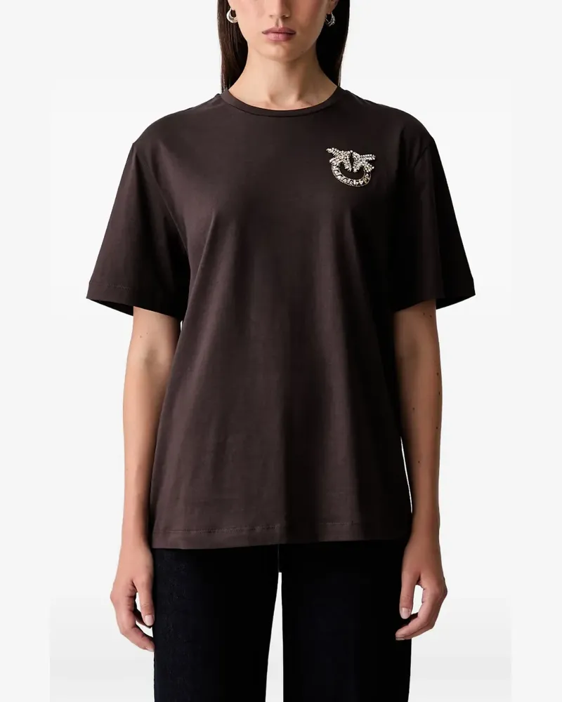 Pinko Love T-Shirt mit Kristallen - Braun Braun