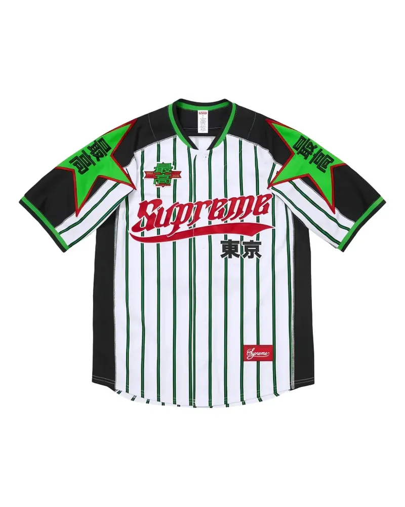 Supreme Being Stars Baseball pinstripe-print jersey - Weiß Weiß