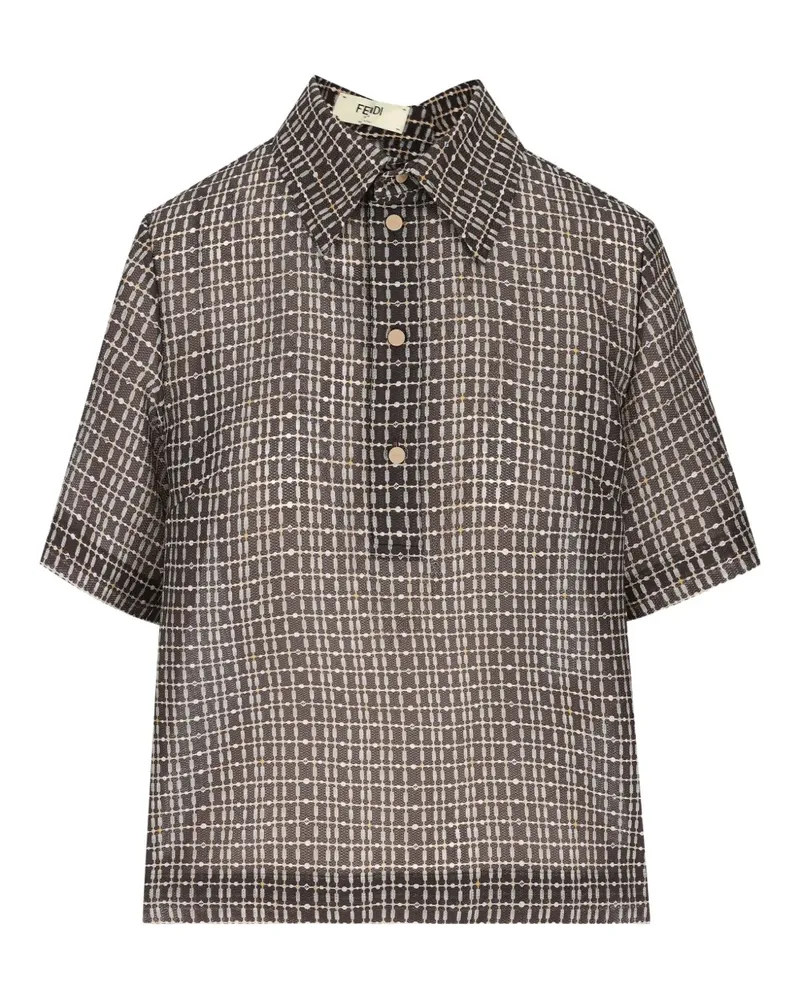 Fendi Poloshirt mit Gittermuster - Braun Braun
