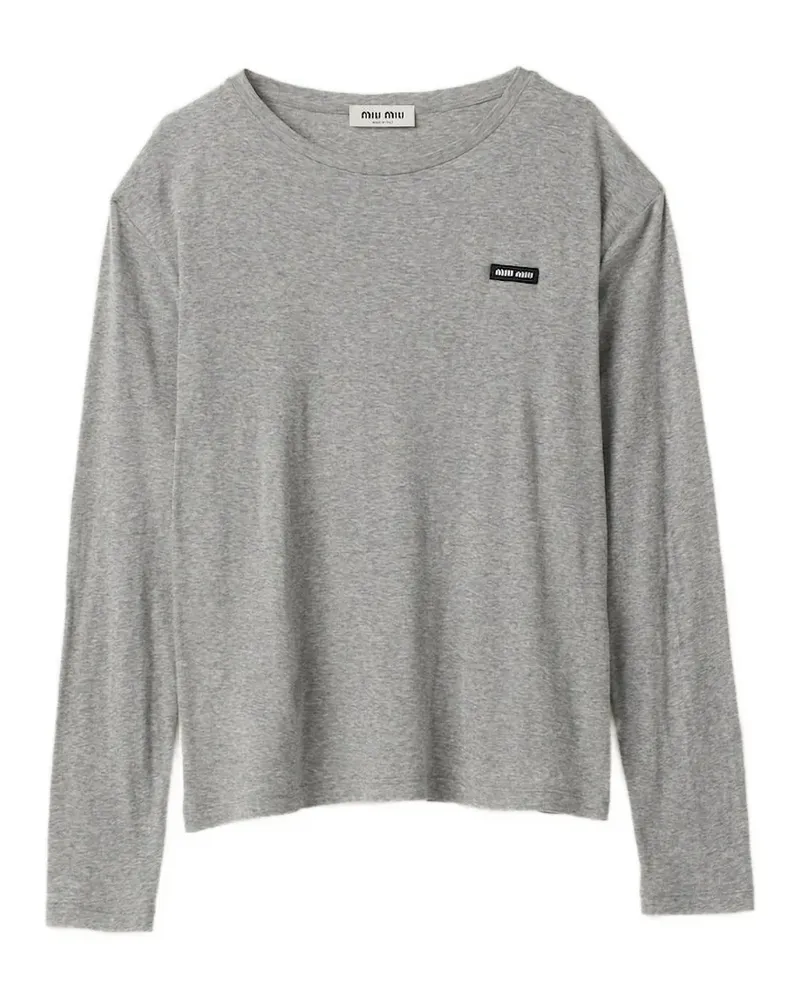 Miu Miu T-Shirt mit Logo-Patch - Grau Grau