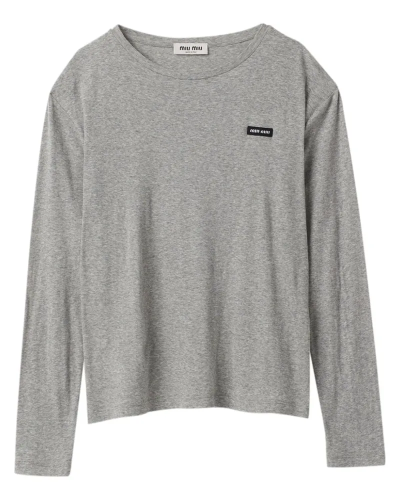 Miu Miu T-Shirt mit Logo-Patch - Grau Grau