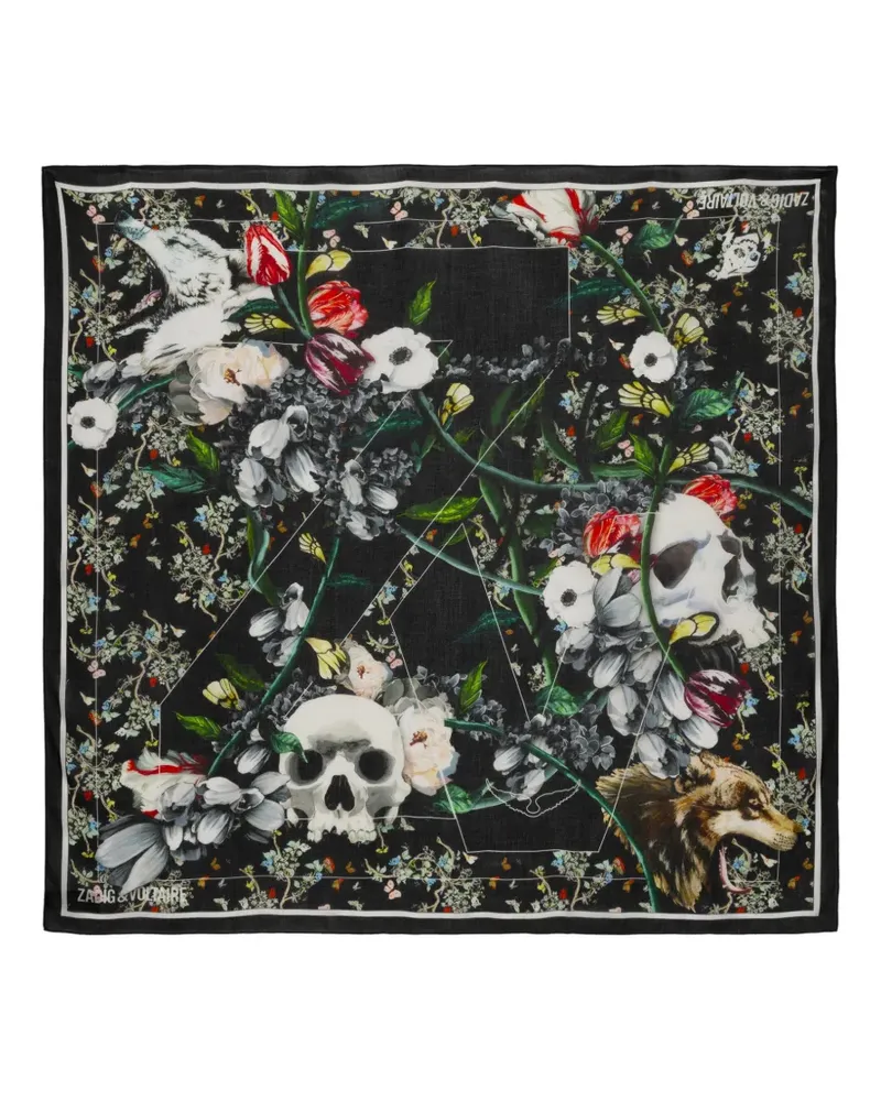 Zadig & Voltaire floral skull scarf - Schwarz Schwarz