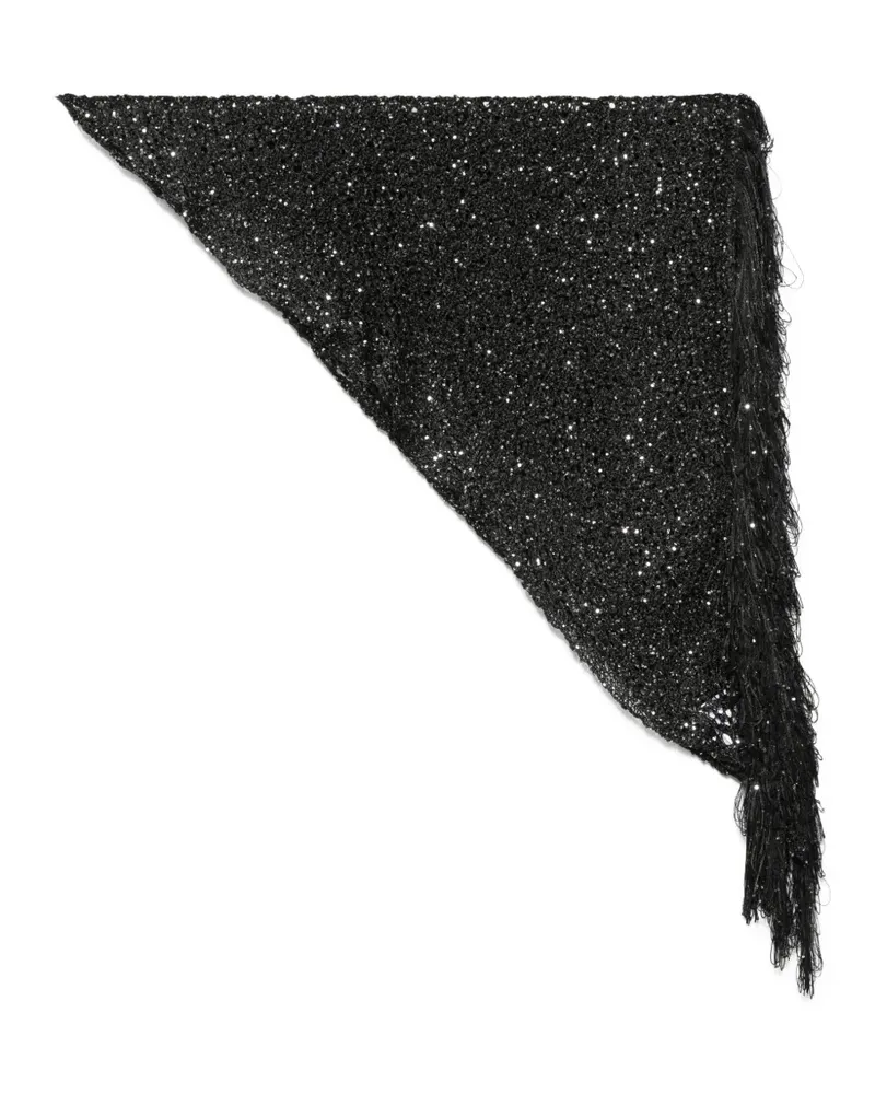 Simona Corsellini embellished fringed scarf - Schwarz Schwarz