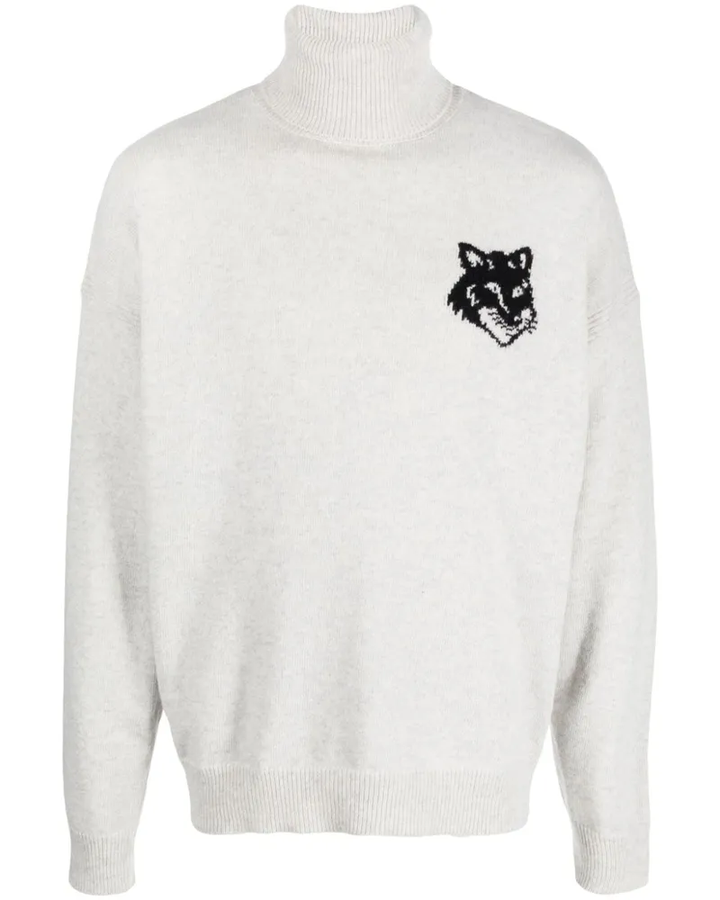 Kitsuné Rollkragenpullover mit Logo-Intarsie - Grau Grau