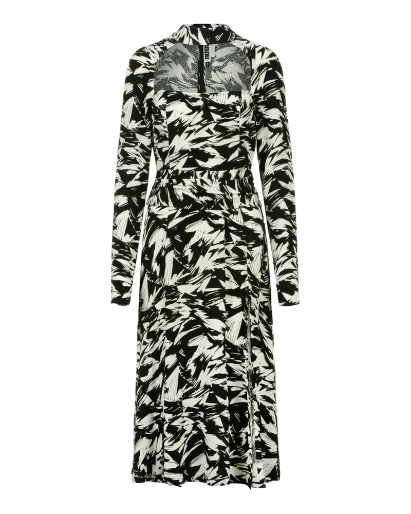 ROTATE Birger Christensen Ellen abstract-pattern midi dress - Schwarz Schwarz