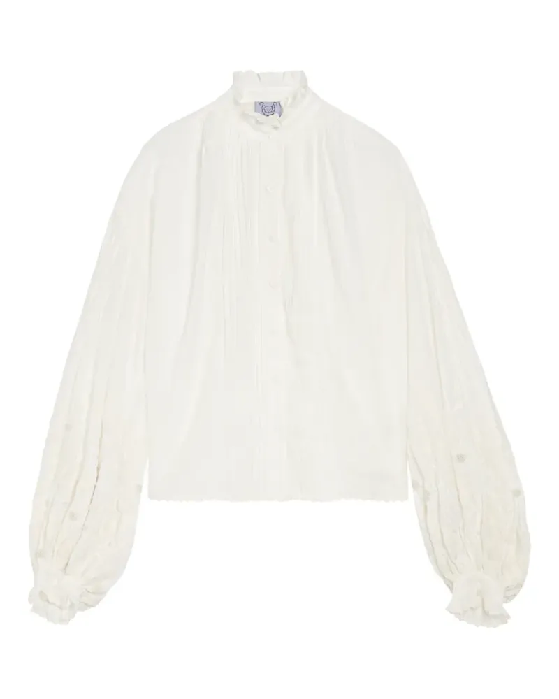 Thierry Colson Slava ruffled embroidered blouse - Weiß Weiß