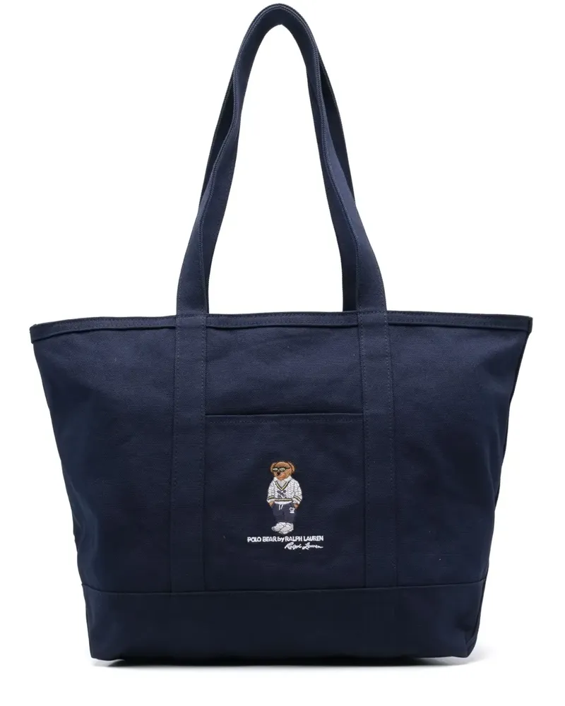 Ralph Lauren Shopper aus Canvas mit Polo Bear - Blau Blau