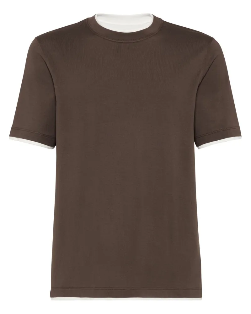 Brunello Cucinelli T-Shirt im Layering-Look - Braun Braun
