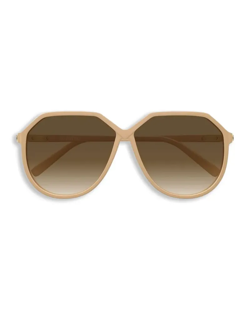 Valentino Garavani VLogo geometric-frame sunglasses - Braun Braun