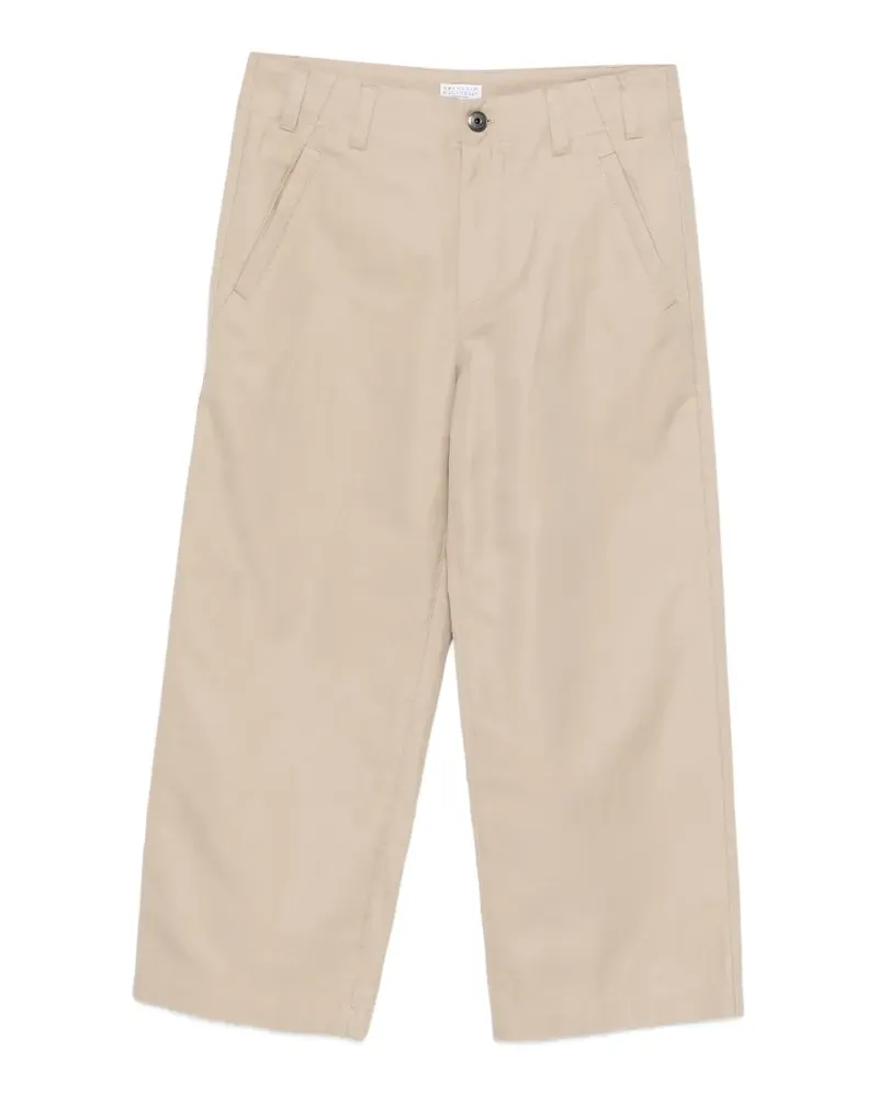 Brunello Cucinelli straight-leg cotton trousers - Nude Nude