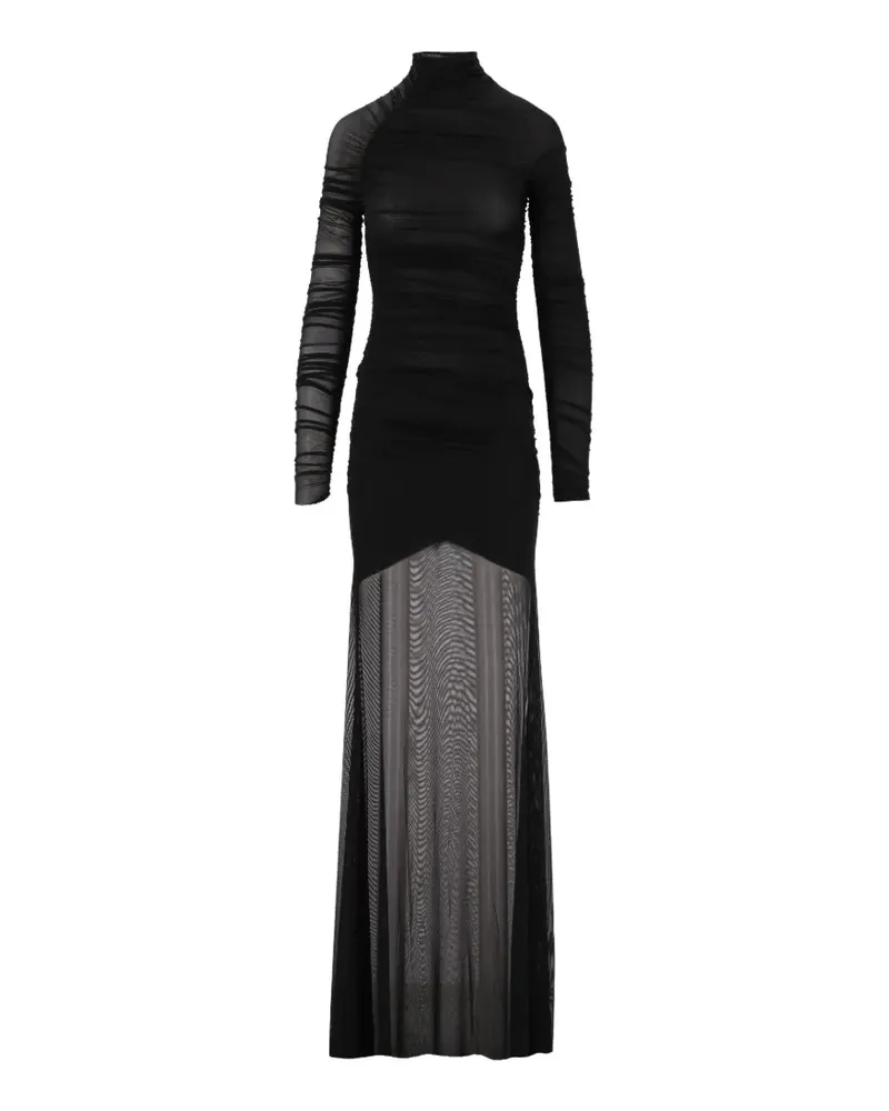Amazuìn Transparentes Dakota Maxikleid mit Raffungen - Schwarz Schwarz