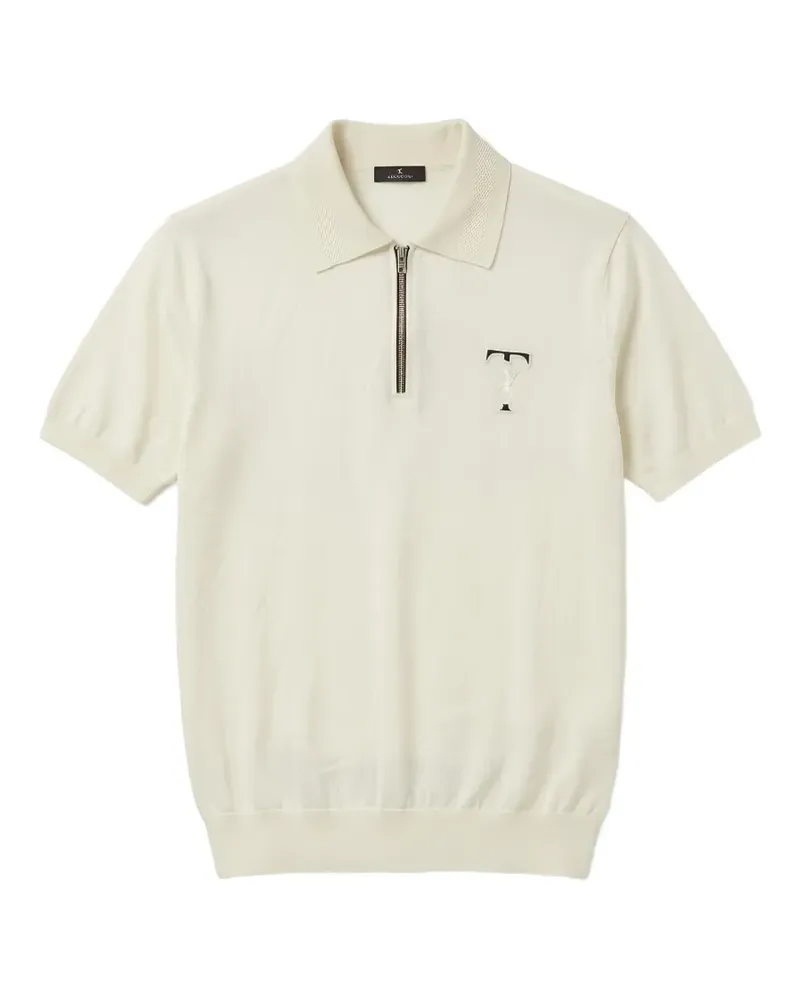 Tombolini quarter-zip logo-embroidered polo shirt - Nude Nude