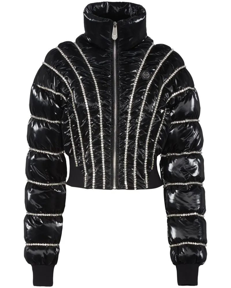 Philipp Plein Gefütterte Jacke mit Kristallen - Schwarz Schwarz
