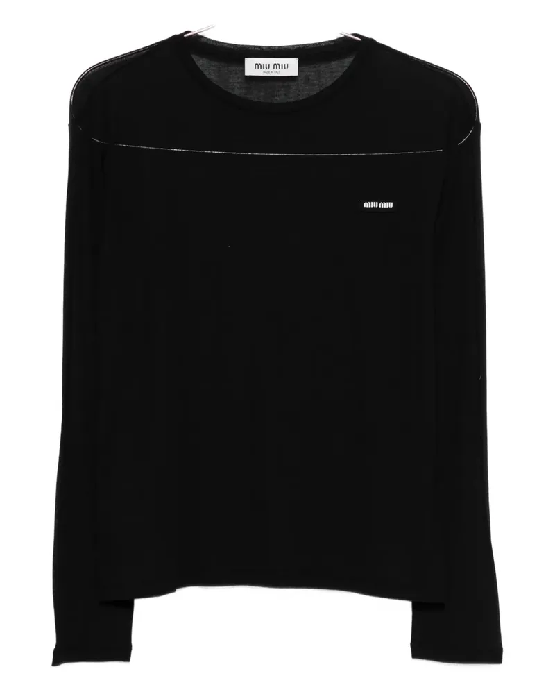 Miu Miu T-Shirt mit Logo - Schwarz Schwarz