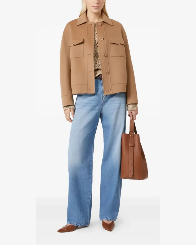 Max Mara Jeans mit Leder-Patch - Blau Blau