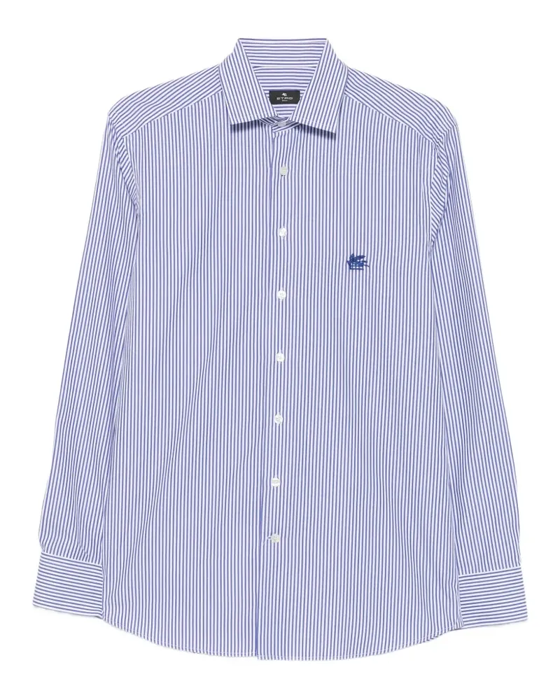 Etro vertical-stripe logo-embroidered shirt - Weiß Weiß