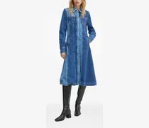 Midi-Hemdkleid mit Kontrasteinsatz - Blau