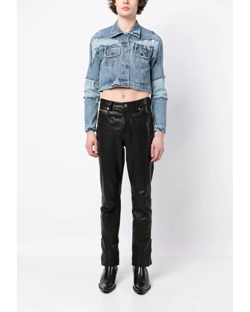 Natasha Zinko Cropped-Jeansjacke im Distressed-Look - Blau Blau