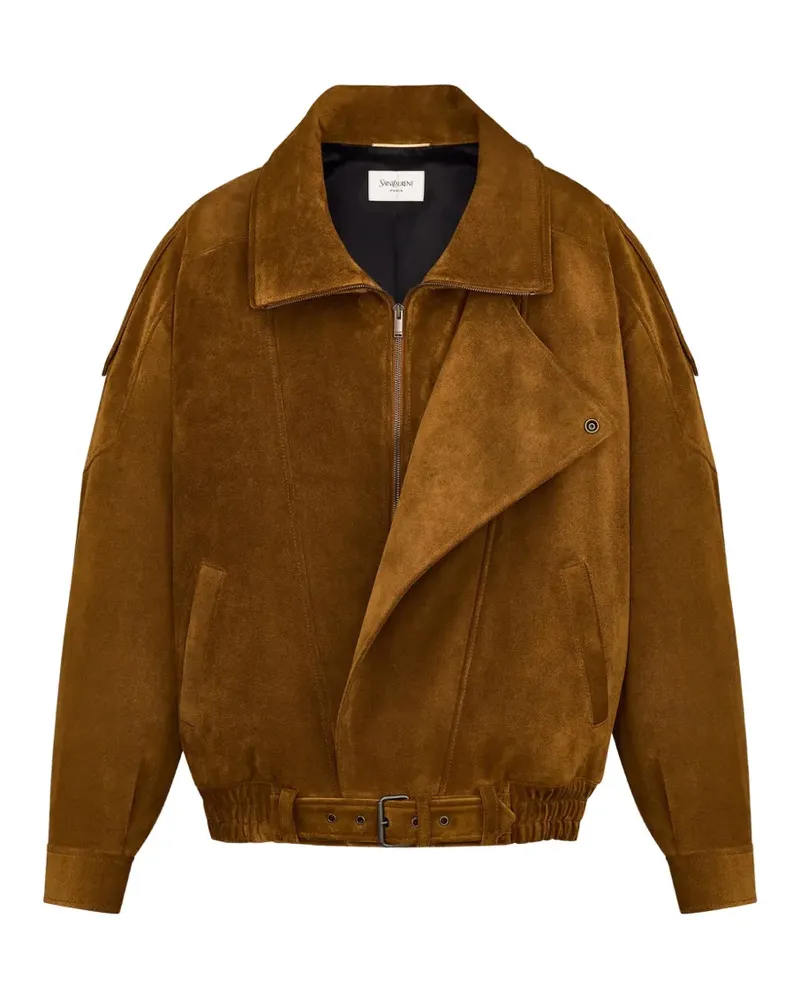Saint Laurent bomber jacket in split leather - Braun Braun