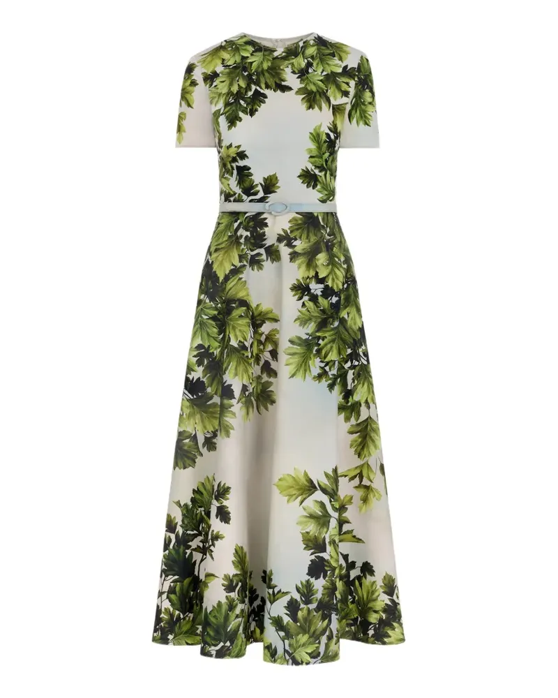 Oscar de la Renta Midikleid mit Ahornblatt-Print - Grün Grün