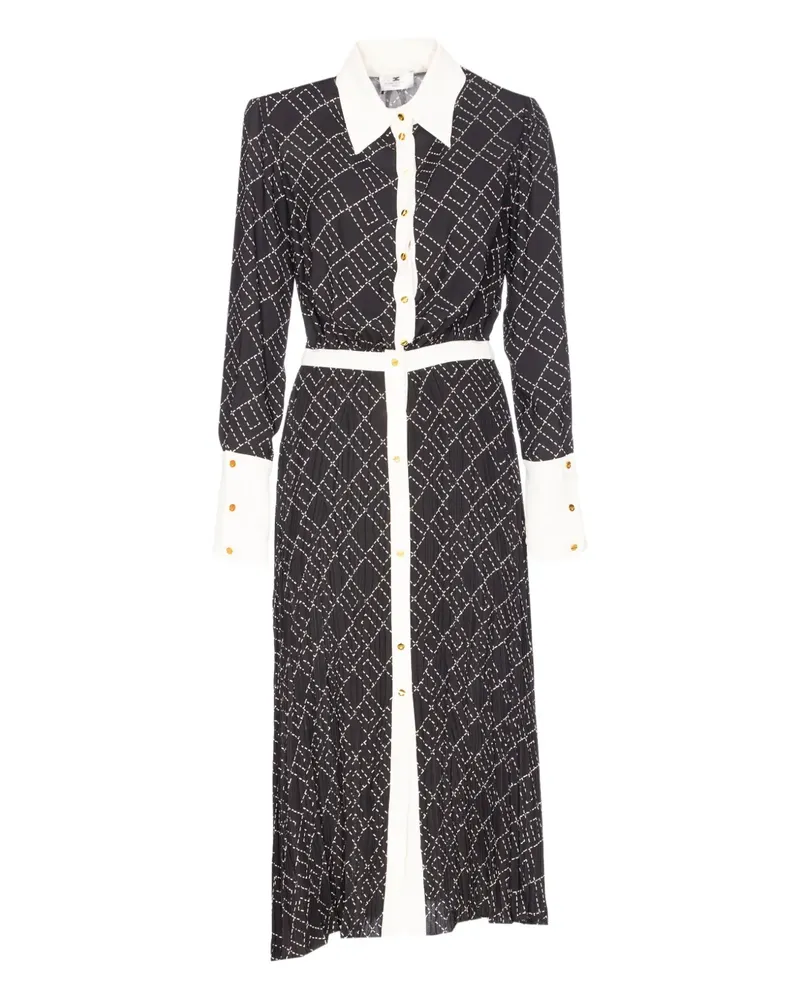 Elisabetta Franchi Mittellanges Hemdkleid mit Print - Schwarz Schwarz