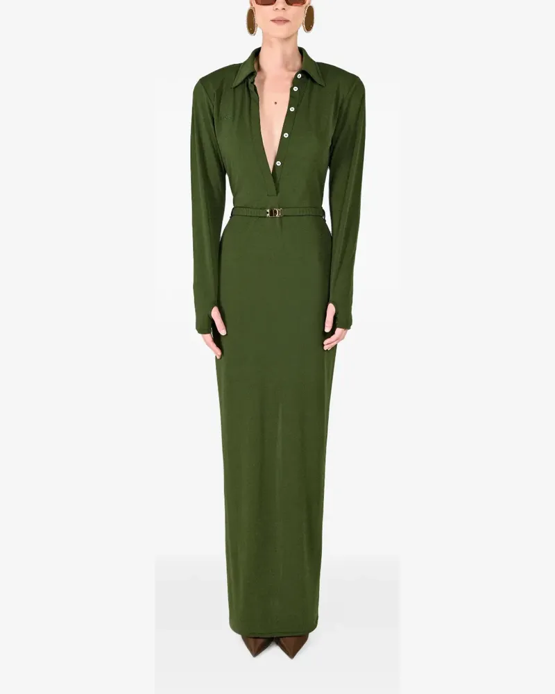 Rowen Rose polo-collar belted maxi dress - Grün Grün