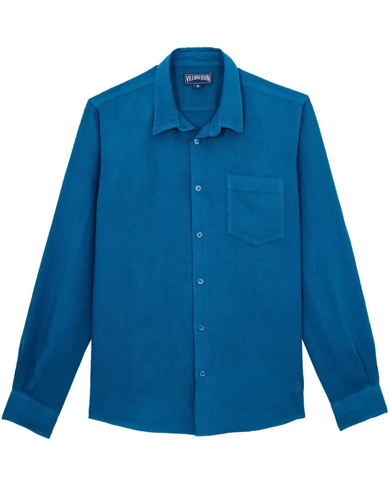 Vilebrequin Hemd aus Leinen - Blau Blau