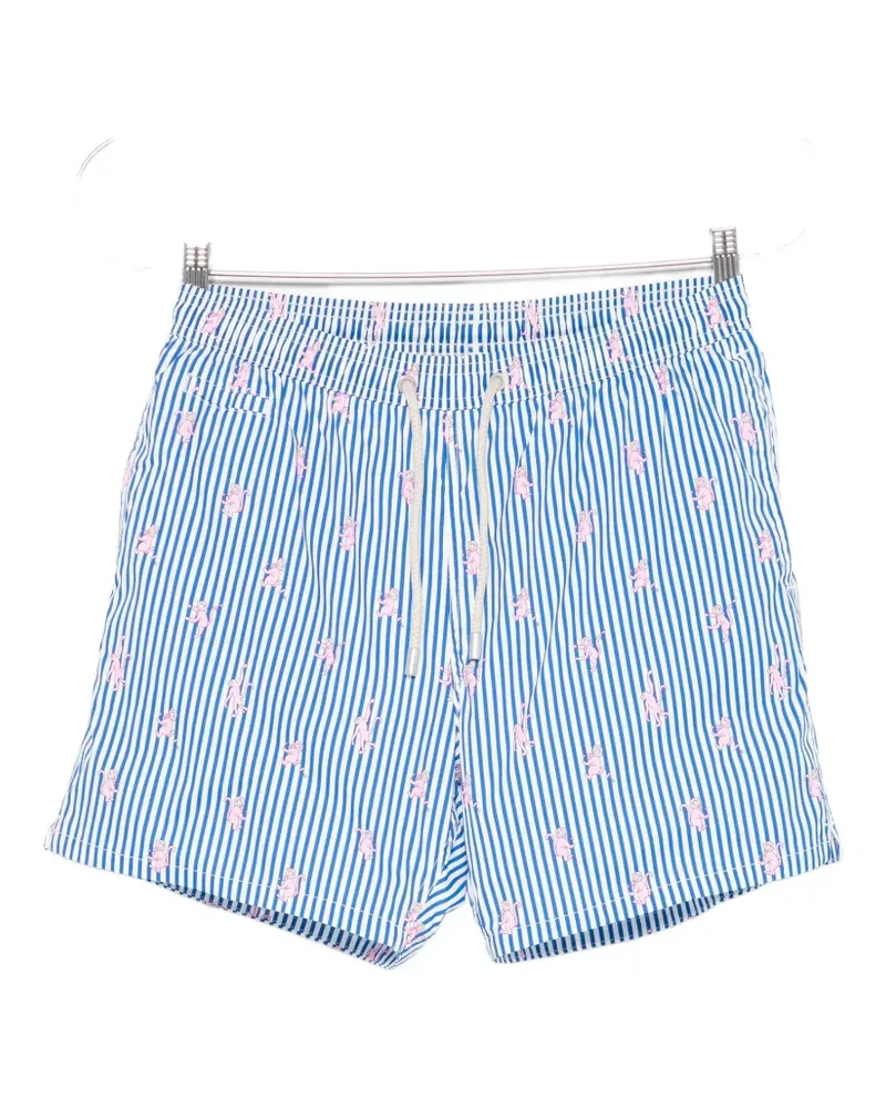 MC2 Saint Barth stripe-pattern monkey-motif swim shorts - Blau Blau
