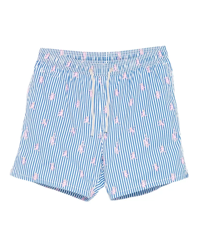 MC2 Saint Barth stripe-pattern monkey-motif swim shorts - Blau Blau