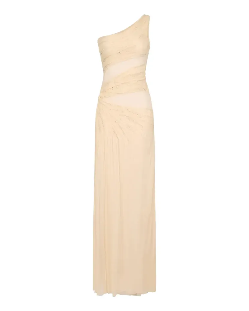 Elisabetta Franchi one-shoulder beaded maxi dress - Nude Nude