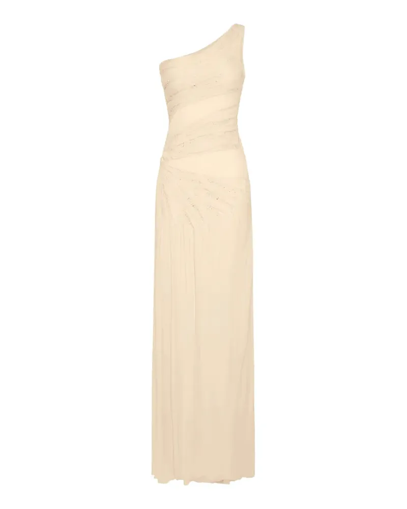 Elisabetta Franchi one-shoulder beaded maxi dress - Nude Nude