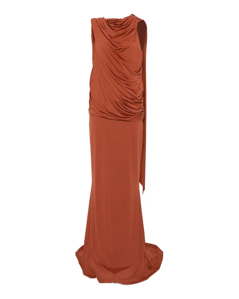 De La Vali Drapiertes Lurna Maxikleid aus Jersey - Braun Braun