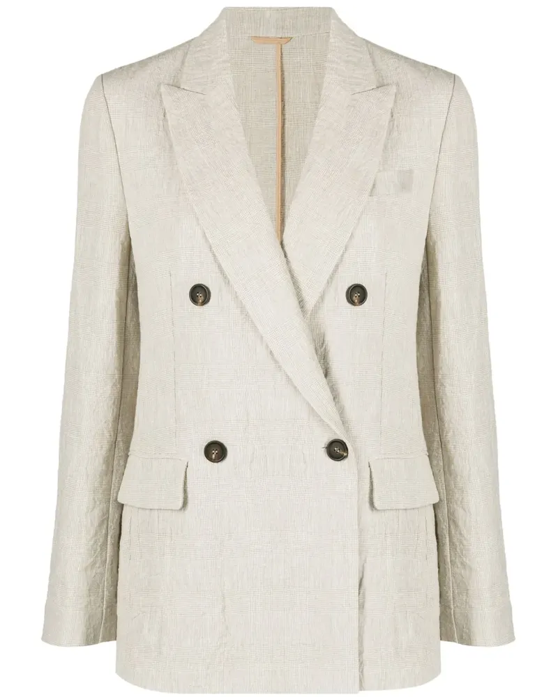 Brunello Cucinelli Blazer mit Prince-of-Wales-Karomuster - Nude Nude