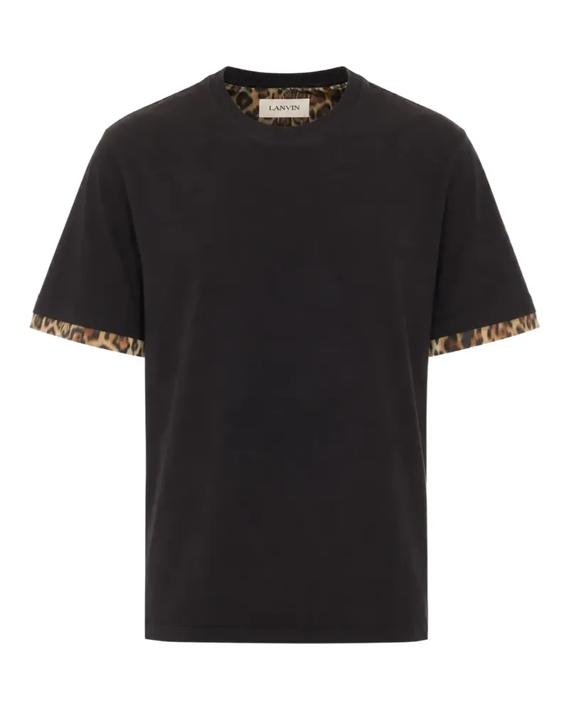 Lanvin leopard-print trim T-shirt - Schwarz Schwarz