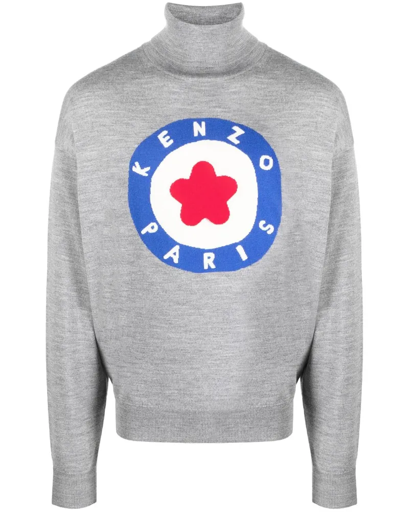 Kenzo Fein gestrickter Rollkragenpullover - Grau Grau