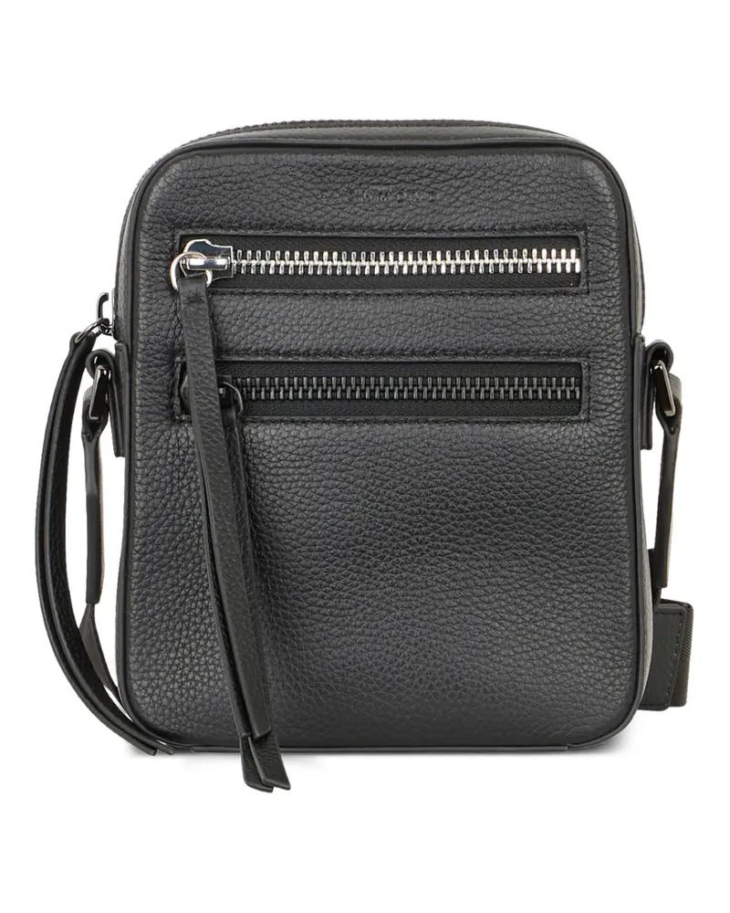John Richmond Kuriertasche aus gekörntem Leder - Schwarz Schwarz