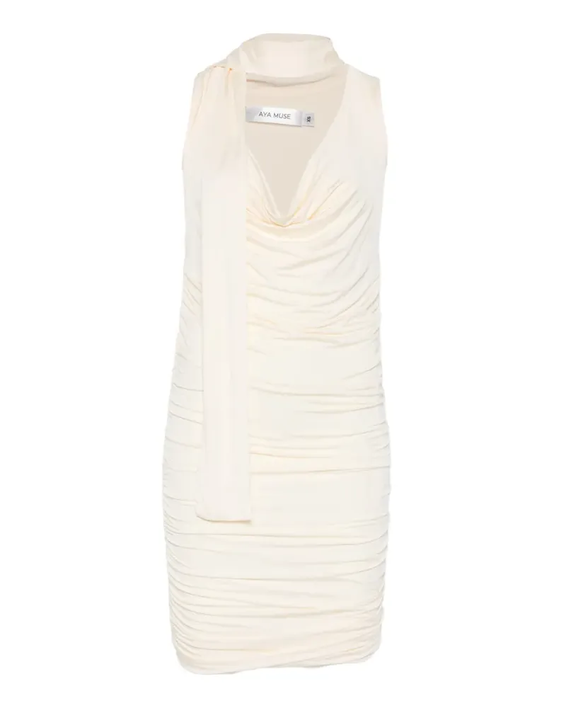 Aya Muse draped-meckline midi dress - Nude Nude