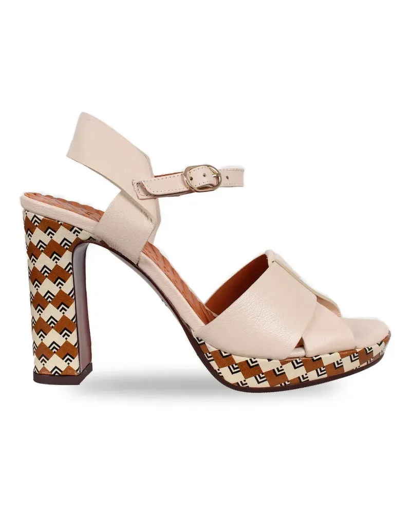 Chie Mihara patterned-heel cross-over sandals - Nude Nude